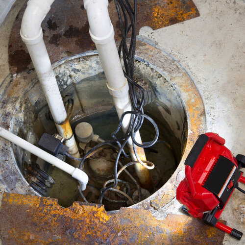 plumbing pump located in a basement
