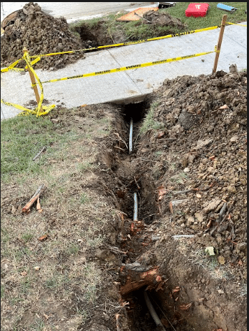 excavated water line